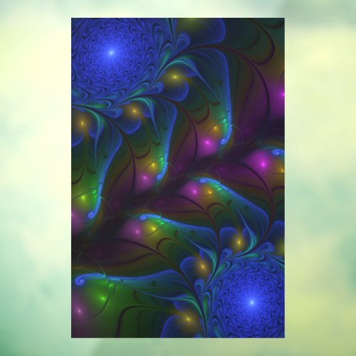 Colorful Luminous Abstract Modern Trippy Fractal Window Cling