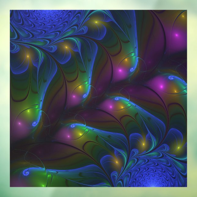 Colorful Luminous Abstract Modern Trippy Fractal Window Cling (Sheet 3)