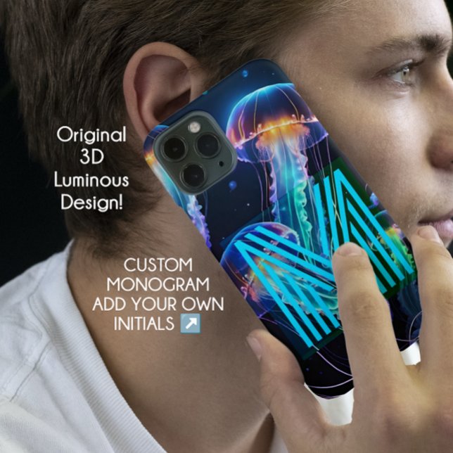 Colorful Luminous Neon Blue Monogram Phone case (Creator Uploaded)