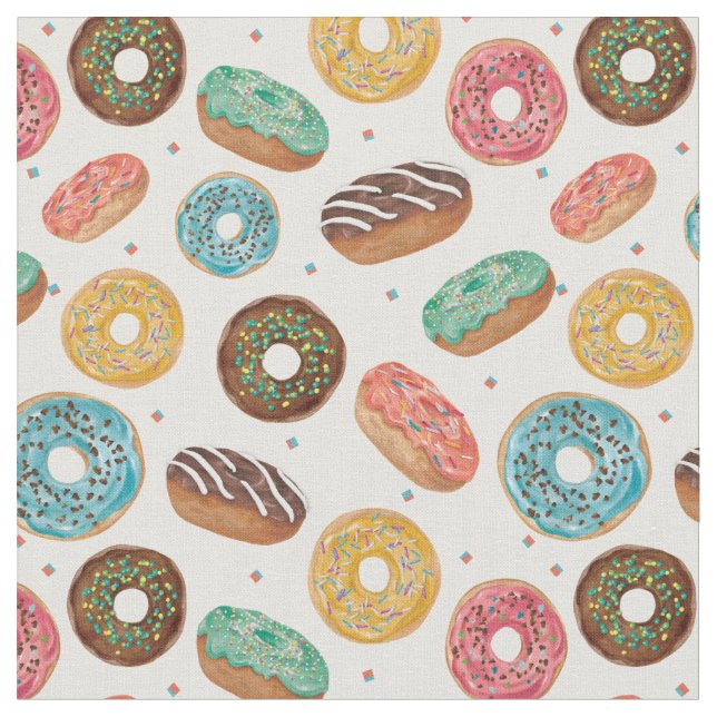 Colorful Luscious Donut Print Fabric (Close Up)