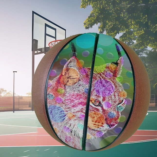 Colorful Lynx portrait, abstract art Basketball (Creator Uploaded)