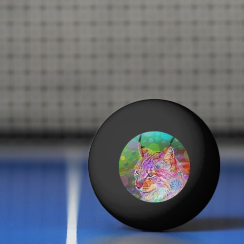 Colorful Lynx portrait abstract art Ping Pong Ball
