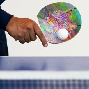 Colorful Lynx portrait, abstract art Ping Pong Paddle