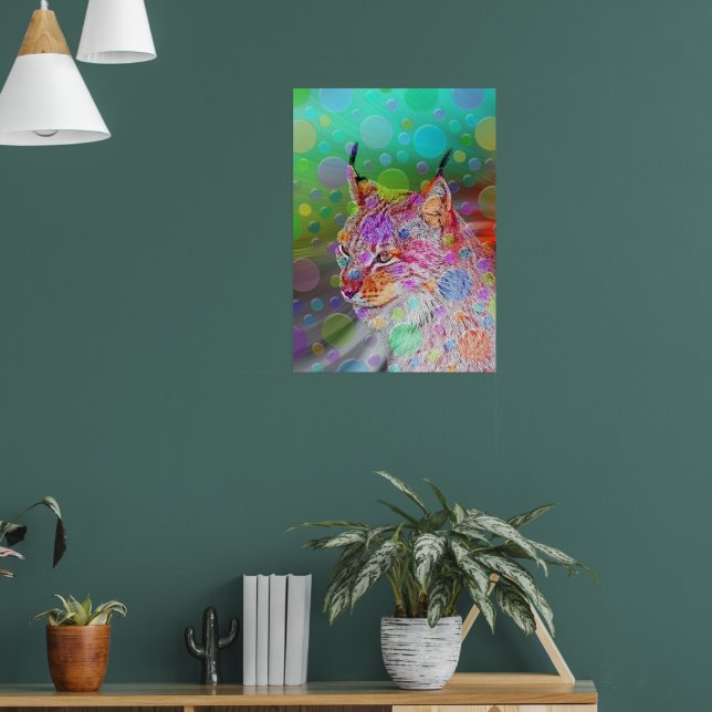 Colorful Lynx portrait, abstract art Poster (Living Room 1)