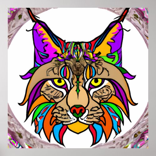 Colorful Lynx Unique Interesting Poster