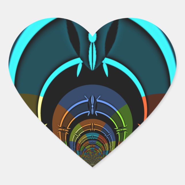 Colorful Maasai Shield Design Heart Sticker (Front)