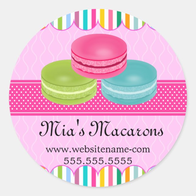 Colorful Macaron Bakery Box Seals (Front)