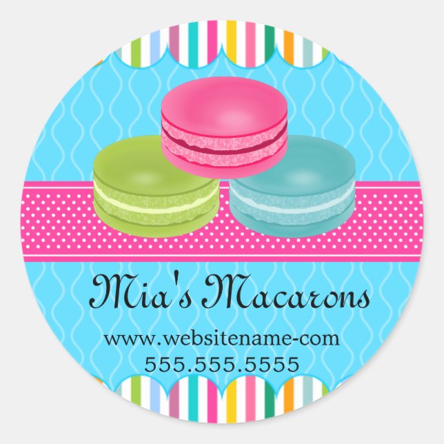 Colorful Macaron Bakery Box Seals (Front)