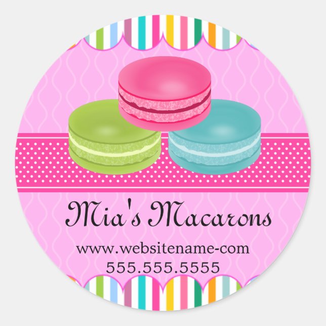 Colorful Macaron Bakery Box Seals (Front)