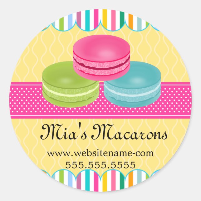 Colorful Macaron Bakery Box Seals (Front)
