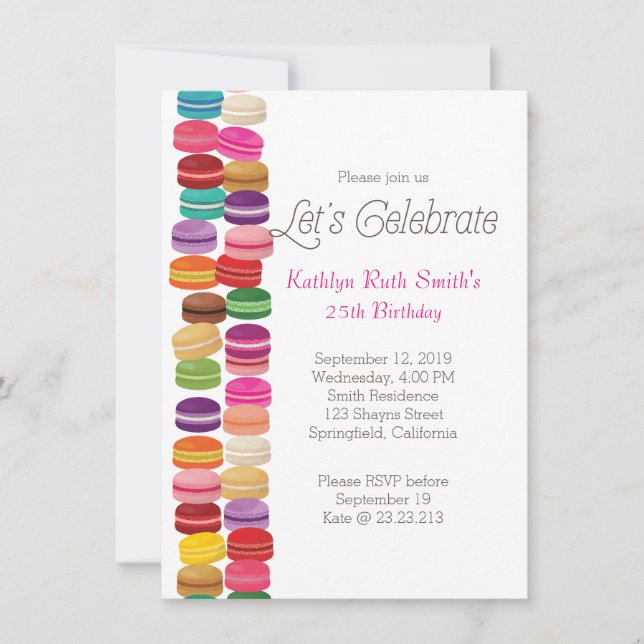 Colorful Macaron Birthday Invitation (Front)