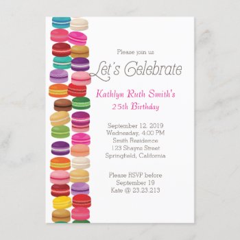 Colorful Macaron Birthday Invitation by thepapershoppe at Zazzle