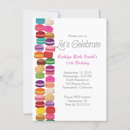 Colorful Macaron Birthday Invitation