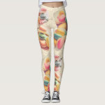 Colorful Macaron Macaroon Sweet French Pastry Leggings at Zazzle