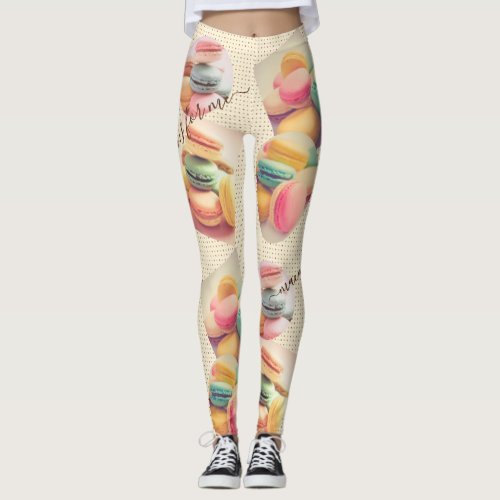 Colorful Macaron Macaroon Sweet French Pastry Leggings