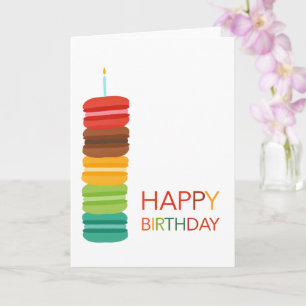 Colorful Macaron Stack Happy Birthday – Modern Card