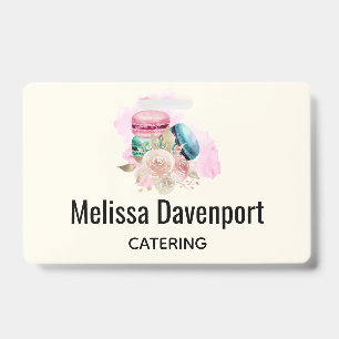 Colorful Macarons and Flowers Watercolor Badge