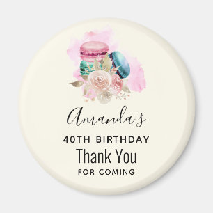 Colorful Macarons and Flowers Watercolor Birthday Magnet