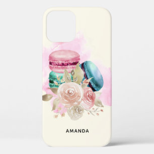 Colorful Macarons and Flowers Watercolor iPhone 12 Case