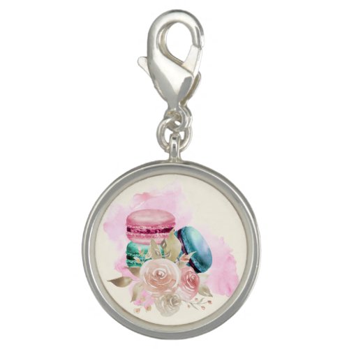 Colorful Macarons and Flowers Watercolor Charm