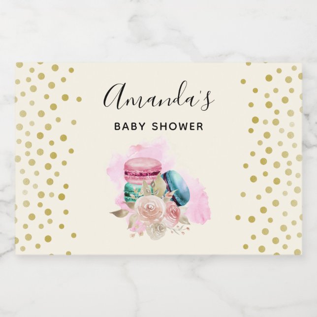 Colorful Macarons and Flowers Watercolor Food Label (Single Label)