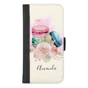 Colorful Macarons and Flowers Watercolor iPhone 8/7 Plus Wallet Case