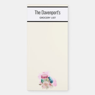 Colorful Macarons and Flowers Watercolor Magnetic Notepad