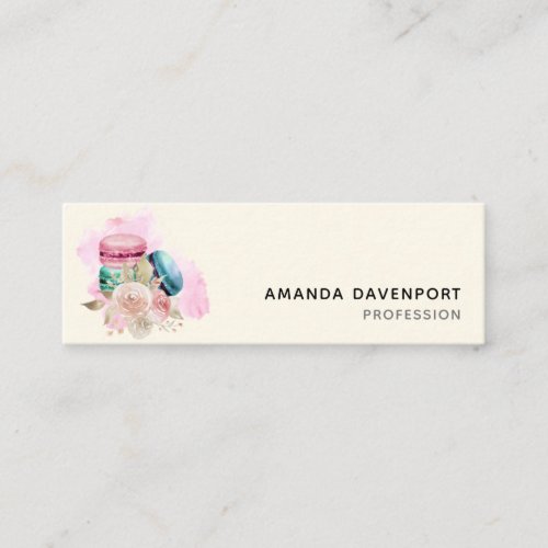 Colorful Macarons and Flowers Watercolor Mini Business Card
