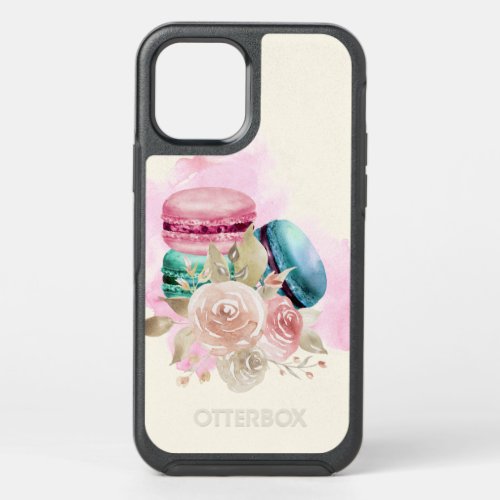 Colorful Macarons and Flowers Watercolor OtterBox Symmetry iPhone 12 Case