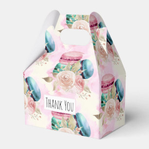 Colorful Macarons and Flowers Watercolor Pattern Favor Boxes