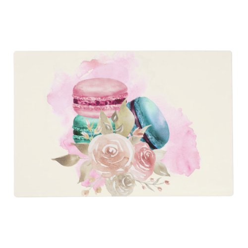 Colorful Macarons and Flowers Watercolor Placemat