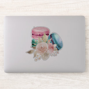 Colorful Macarons and Flowers Watercolor Sticker