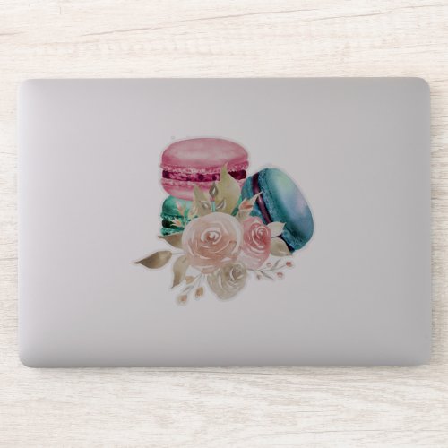 Colorful Macarons and Flowers Watercolor Sticker