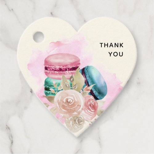 Colorful Macarons and Flowers Watercolor Thank You Favor Tags