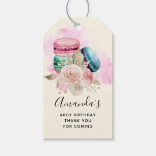 Colorful Macarons and Flowers Watercolor Thank You Gift Tags