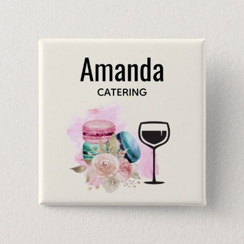 Colorful Macarons and Wine Watercolor Button