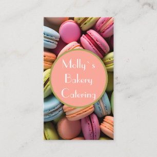 colorful macarons background bakery business card