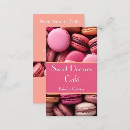 colorful macarons background bakery business card