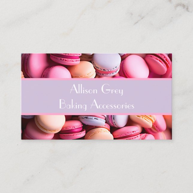 colorful macarons background bakery business card (Front)