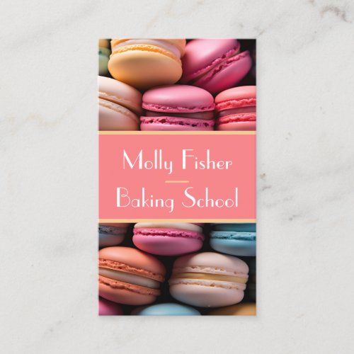 colorful macarons background bakery business card