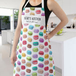 Colorful Macarons Baker Chef Meme's Kitchen Custom Apron<br><div class="desc">Fun apron featuring a pattern of hand drawn macarons and two lines of custom text. Add a person's name, your Meme's name, a bakery, restaurant name, cafe or shop name or delete the text and rectangle and just use the pattern. Perfect for bakeries, budding chefs, birthday parties, special events, caterers,...</div>