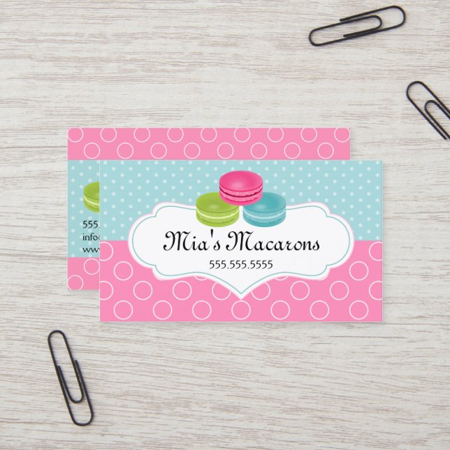 Colorful Macarons Bakery Business Card (Front/Back In Situ)