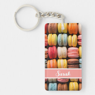 colorful macarons bakery individual name keychain