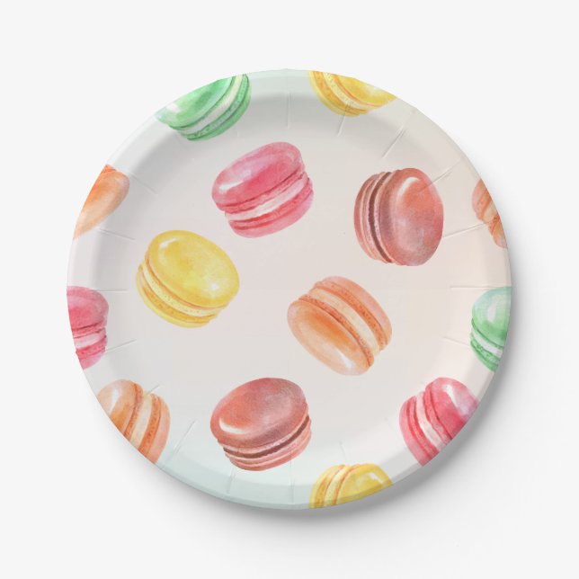 Colorful Macarons Paper Plate (Front)