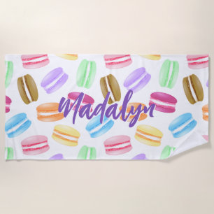 colorful macarons pattern beach towel