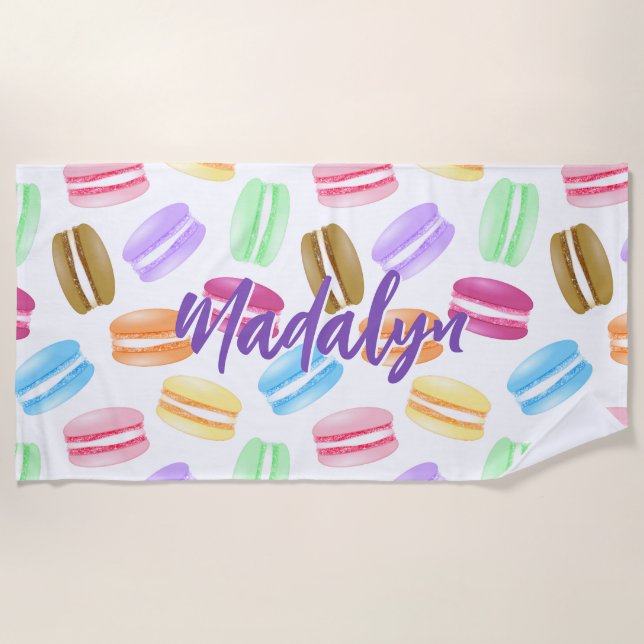 colorful macarons pattern beach towel (Front)