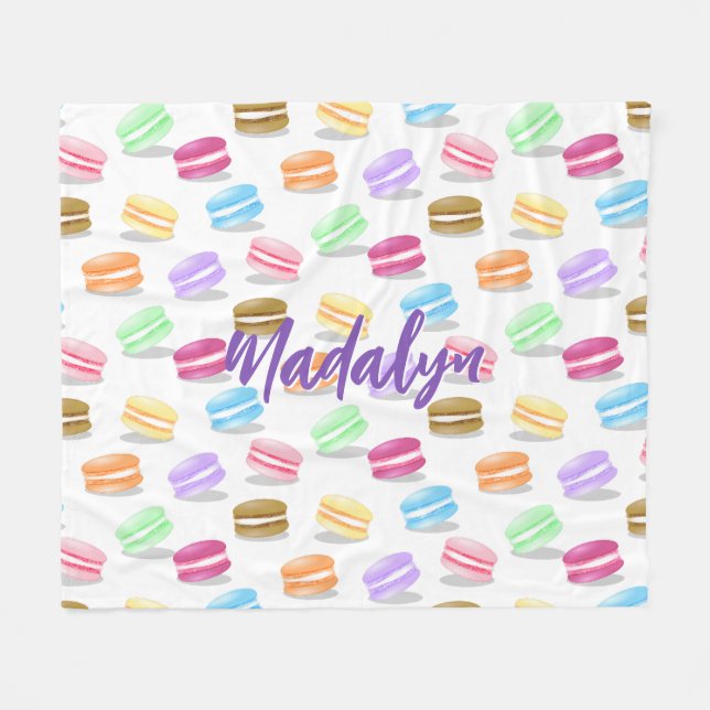 colorful macarons pattern fleece blanket (Front (Horizontal))