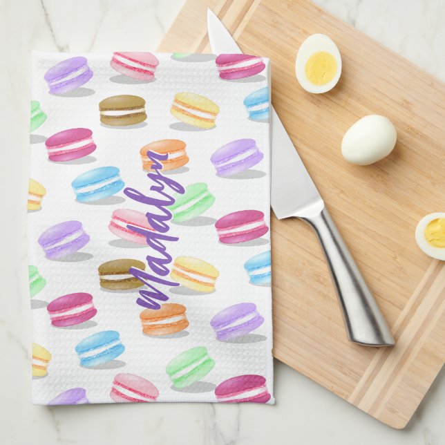 colorful macarons pattern kitchen towel (Quarter Fold)