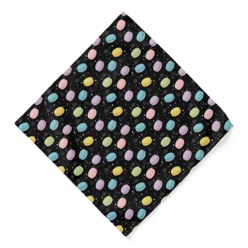 Colorful Macarons Pattern on Black for Bandana