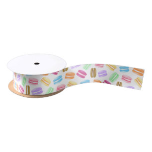colorful macarons pattern satin ribbon